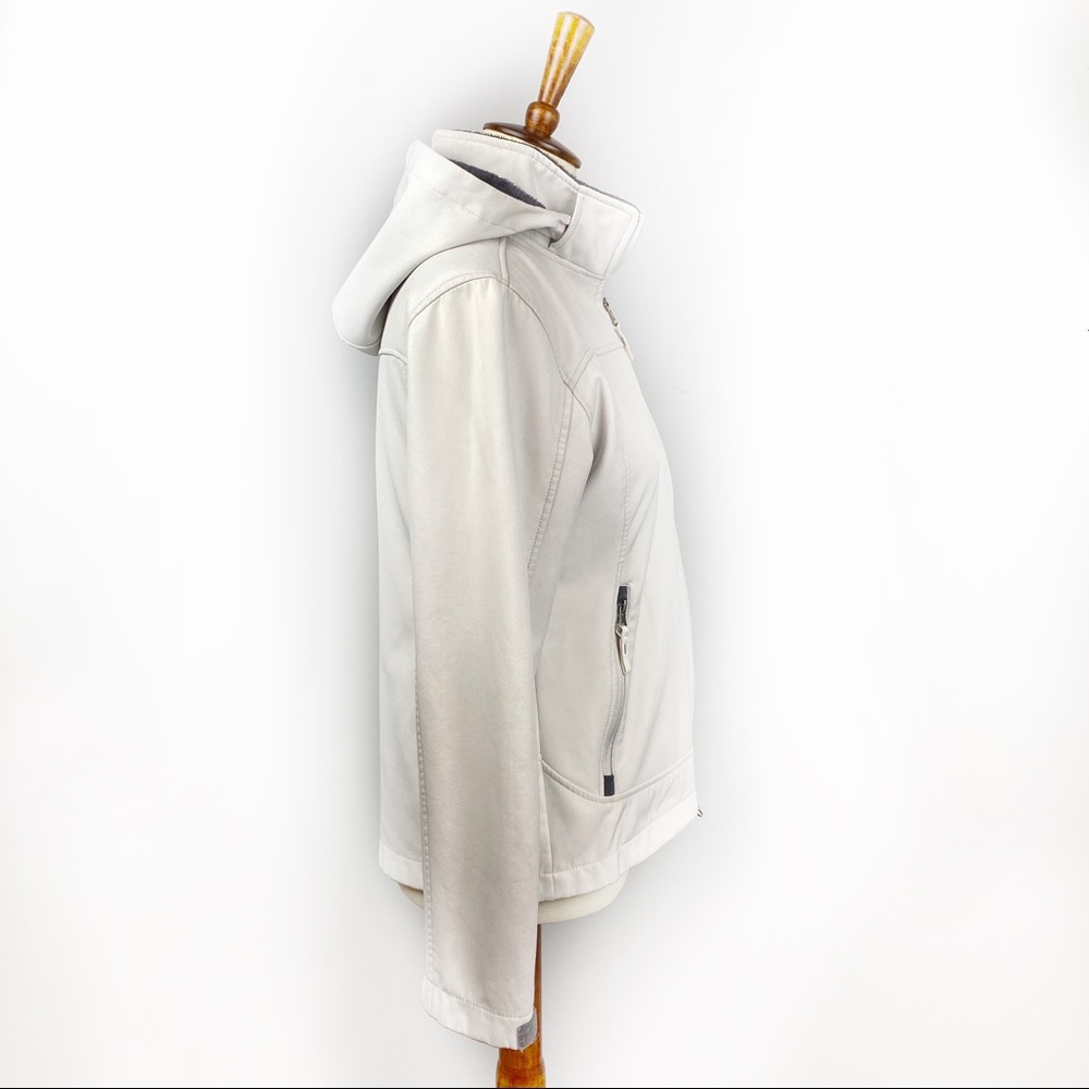 Free Country Women’s Softshell Fleece Lined Hooded Jacket Ivory Gray S - Picture 3 of 8